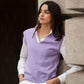 Gilet in maglia lilla con scollo a V