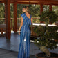Tuta lunga tie-dye asimmetrica blu