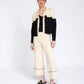 Pantaloni cropped off-white a gamba ampia