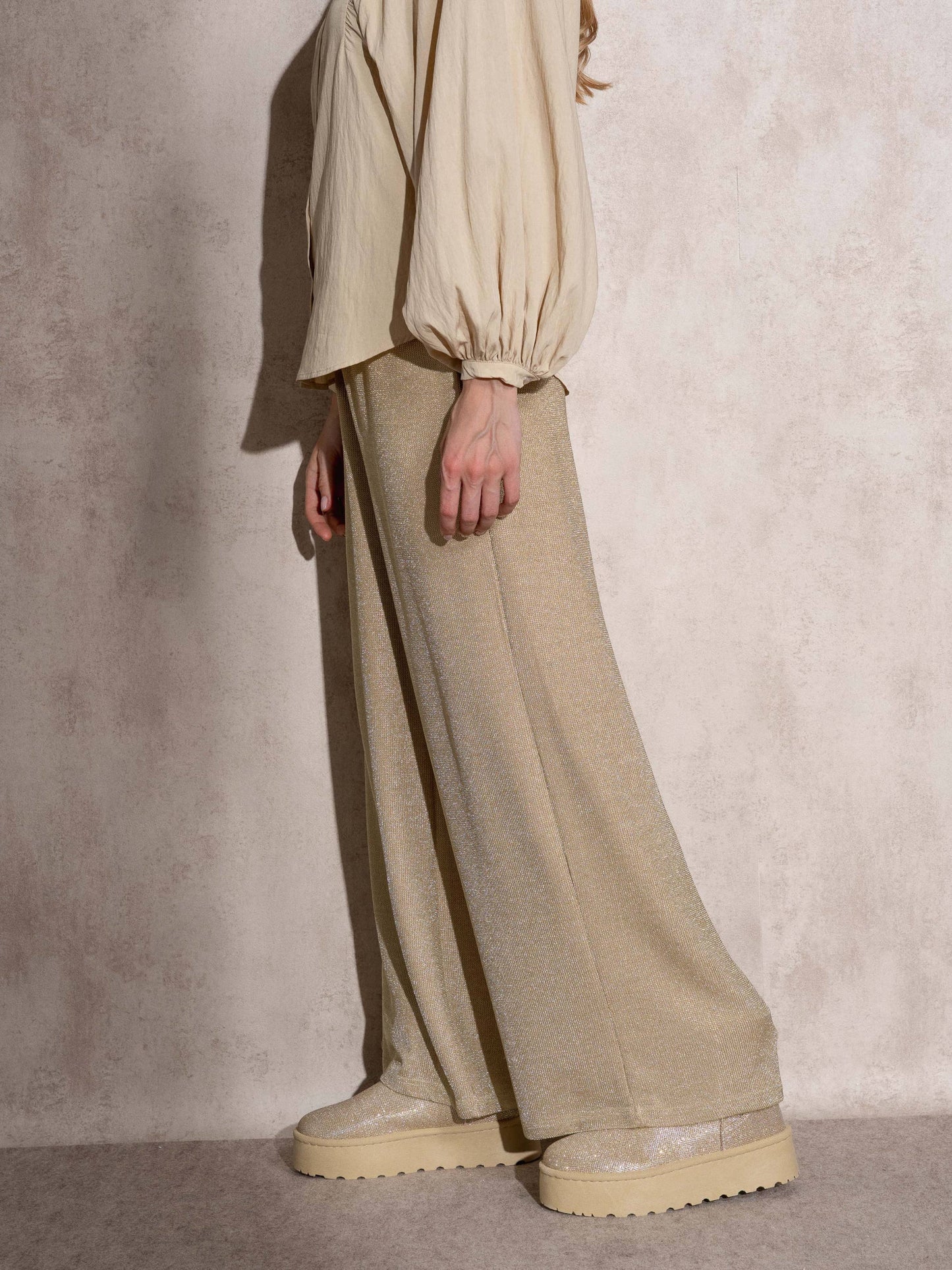 Pantaloni palazzo in lurex