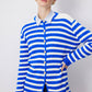 Cardigan lungo a righe con bottoni dorati