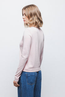 Maglione in maglia rasata con fiocco e scollo a V