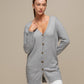Cardigan lungo in maglia da donna con scollo a V