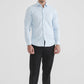Camicia slim a righe tono su tono color cielo