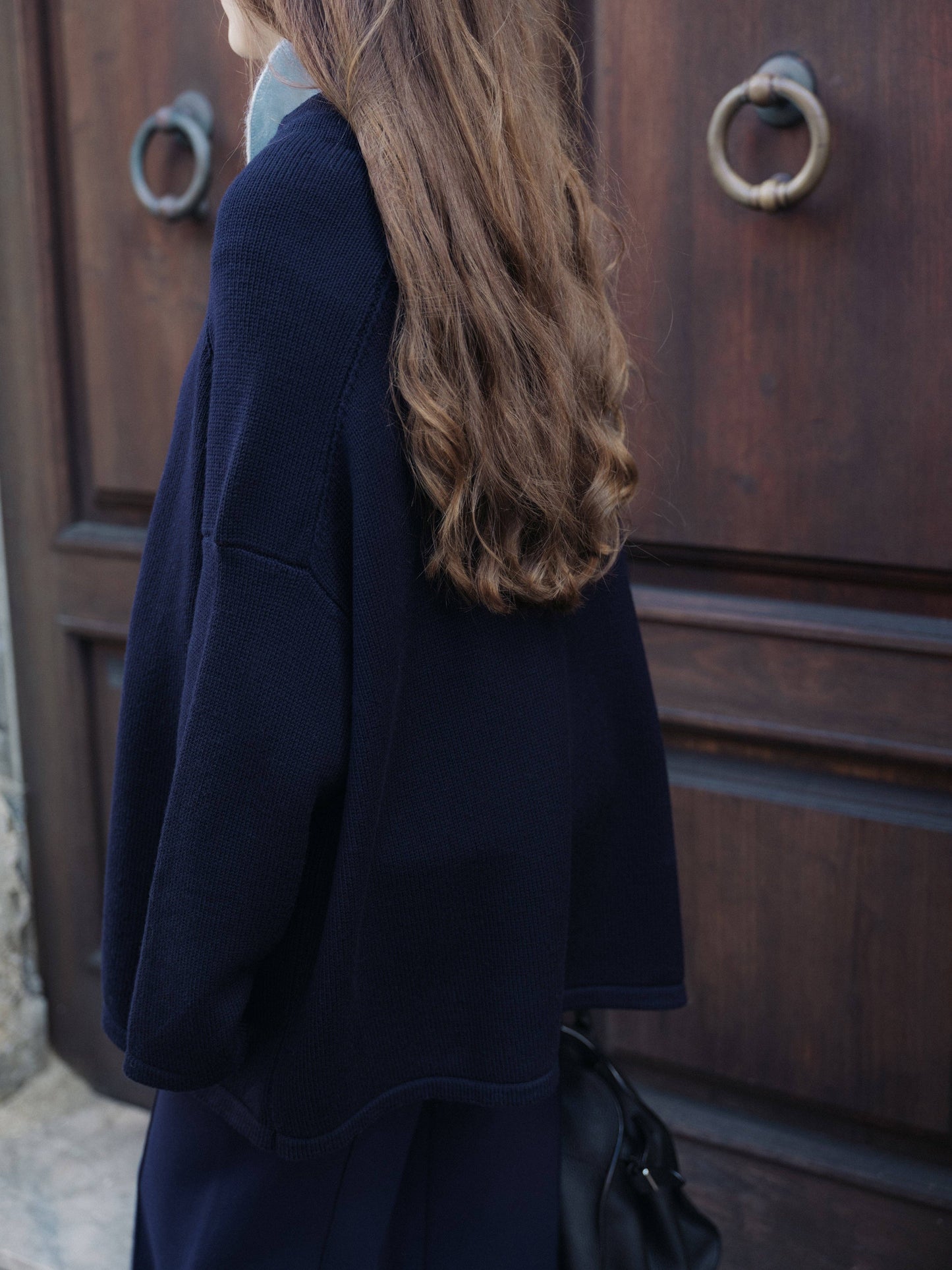 Maglione maxi oversize a collo vulcano in lana merino extrafine