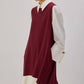 Gilet lungo bicolor bordeaux e panna