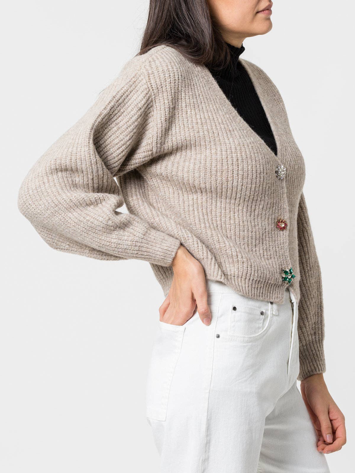 Cardigan in maglia con bottoni gioiello