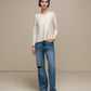 Maglione in maglia con scollo a V e micro paillettes