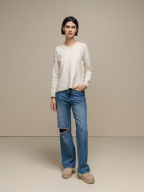 Maglione in maglia con scollo a V e micro paillettes