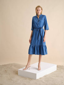 Abito midi in denim Ganga con cintura