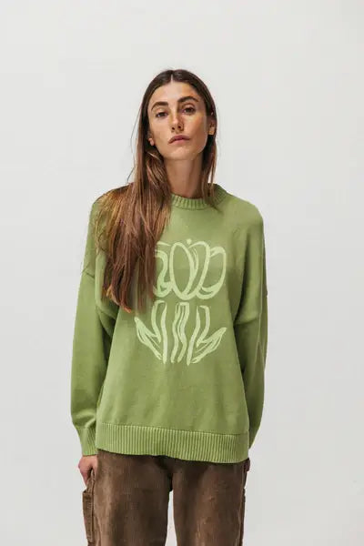 Maglione in cotone biologico con stampa tulipano