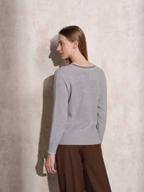 Maglione in maglia di lurex con scollo a V