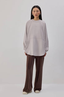 Tunica in crêpe oversize con tasche