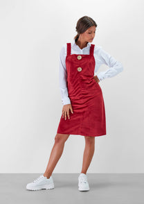Abito salopette in velluto rosso