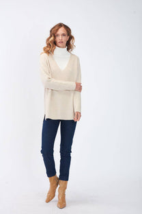 Maglione scollo a V relaxed in lana e cashmere
