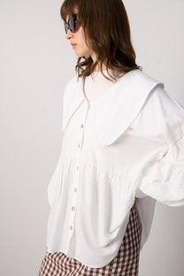 Camicia oversize con colletto Peter Pan in misto viscosa