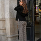 Pantaloni in maglia animalier a gamba ampia