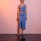 Gonna longuette in denim con spacco frontale