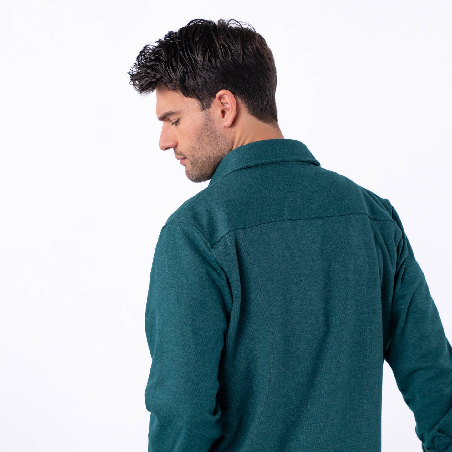 Sopracamicia in maglia antipiega verde scuro