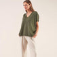 Maglia in cotone con maniche a rosetta
