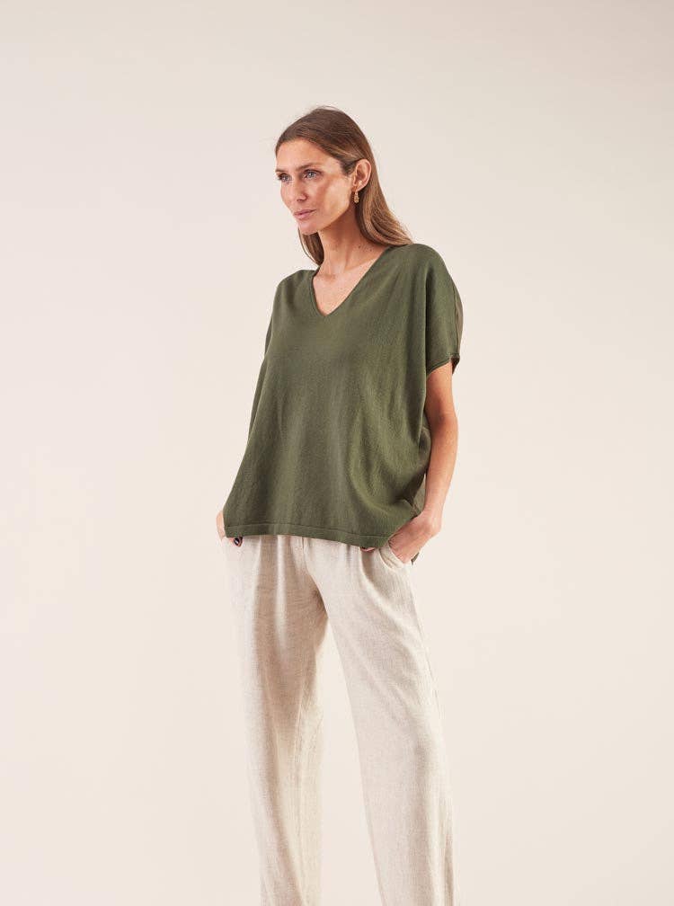 Maglia in cotone con maniche a rosetta