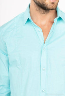 Camicia slim fit stretch azzurra da uomo