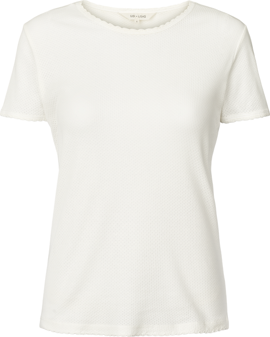 T-shirt Chrisstine in cotone biologico pointelle bianca