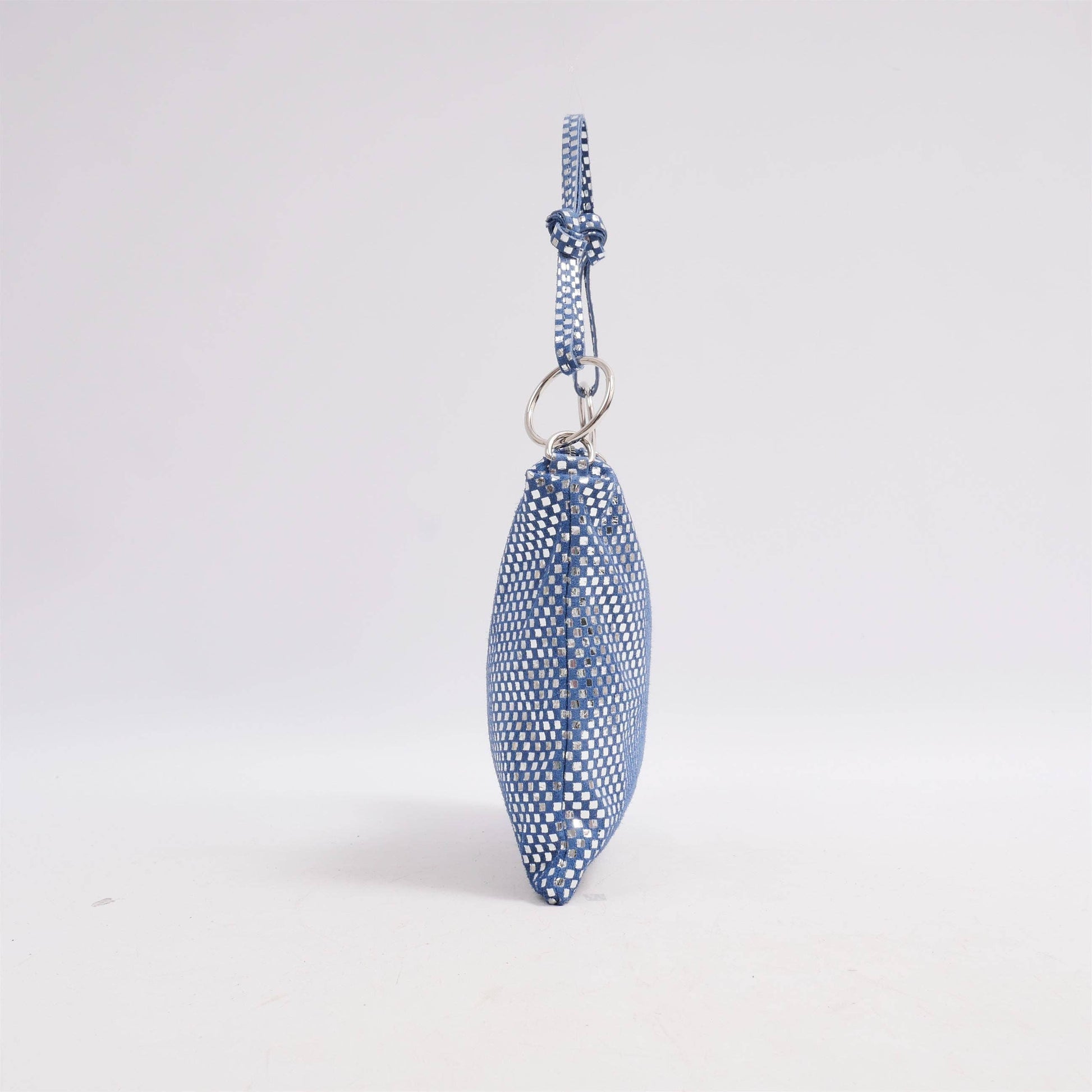 Borsa in camoscio con floccatura argentata