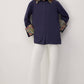 Camicia blu navy con dettagli etnici