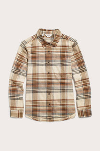 Camicia slim a quadri color latte con tasca