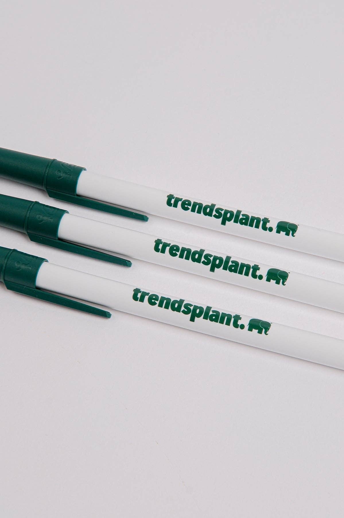 Confezione da 5 penne a sfera ecologiche BIC con logo Trendsplant bianco e verde