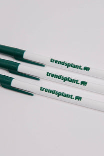 Confezione da 5 penne a sfera ecologiche BIC con logo Trendsplant bianco e verde