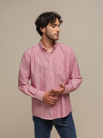 Camicia uomo a righe in cotone misto