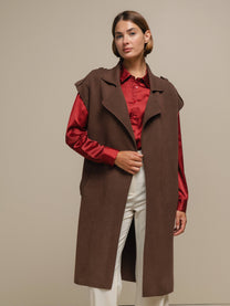 Gilet cappotto lungo smanicato da donna