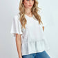 Camicia bianca con inserto in pizzo e balza
