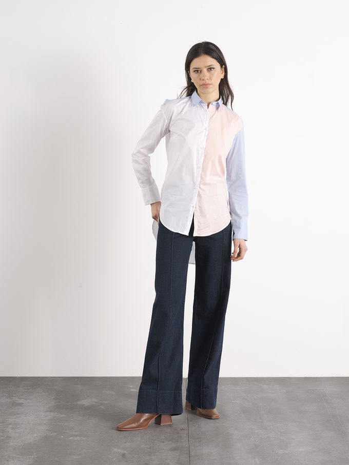 Camicia color block a tre colori