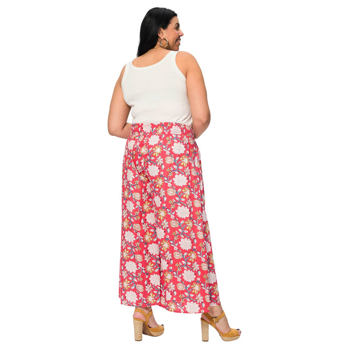 Pantaloni estivi lunghi a fiori con vita elastica