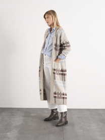 Cardigan lungo jacquard con tasche