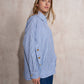 Blusa camicia oversize in cotone con bottoni dorati