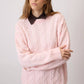 Maglione oversize a trecce rosa