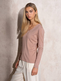 Maglia basic in viscosa con scollo a V