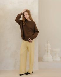 Pantaloni in maglia 3D a gamba larga in misto cashmere