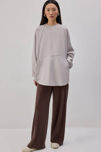 Tunica in crêpe oversize con tasche