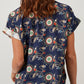 Blusa stampata bicolor con scollo a V