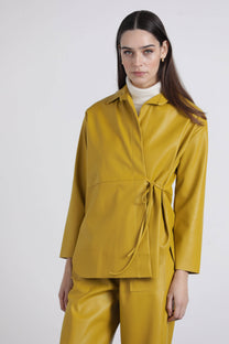 Camicia in ecopelle con nodo laterale