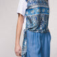 T-shirt oversize corta con stampa e fiocco laterale