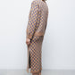 Gonna midi jacquard a motivo geometrico con vita elastica
