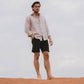 Camicia in lino riciclato beige da uomo