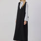 Abito pinafore nero con scollo a V