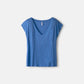 T-shirt basic scollo a V con maniche a coste